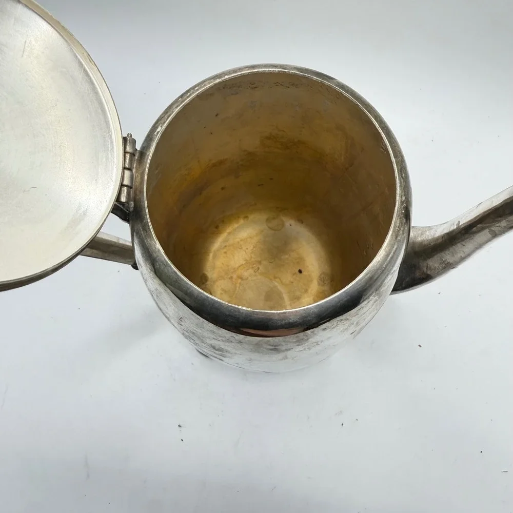 Vintage Silver Plated Coffee Pot‎ Footed Tea Pot Ornate Hinged Lid Tarnished